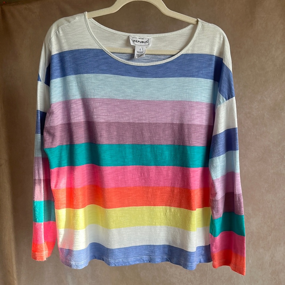 💕For The Republic- Super soft long sleeve multicolored Tee-LG